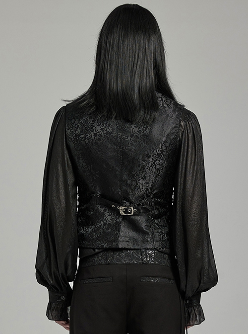 Black And Red Non Stretch Jacquard Woven Waist Side Eyelet String Gothic Style Slim Fit Color Block Vest