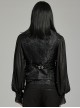 Black And Red Non Stretch Jacquard Woven Waist Side Eyelet String Gothic Style Slim Fit Color Block Vest