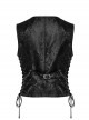 Black And Red Non Stretch Jacquard Woven Waist Side Eyelet String Gothic Style Slim Fit Color Block Vest