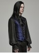 Black And Blue Non Stretch Jacquard Woven Waist Side Eyelet String Gothic Style Slim Fit Color Block Vest