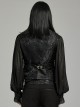 Black And Blue Non Stretch Jacquard Woven Waist Side Eyelet String Gothic Style Slim Fit Color Block Vest