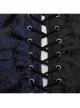 Black And Blue Non Stretch Jacquard Woven Waist Side Eyelet String Gothic Style Slim Fit Color Block Vest