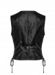 Black And Blue Non Stretch Jacquard Woven Waist Side Eyelet String Gothic Style Slim Fit Color Block Vest