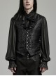 Black Non Stretch Jacquard Woven Waist Side Eyelet String Gothic Style Slim Fit Color Block Vest