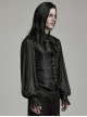 Black Non Stretch Jacquard Woven Waist Side Eyelet String Gothic Style Slim Fit Color Block Vest