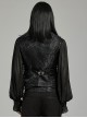 Black Non Stretch Jacquard Woven Waist Side Eyelet String Gothic Style Slim Fit Color Block Vest