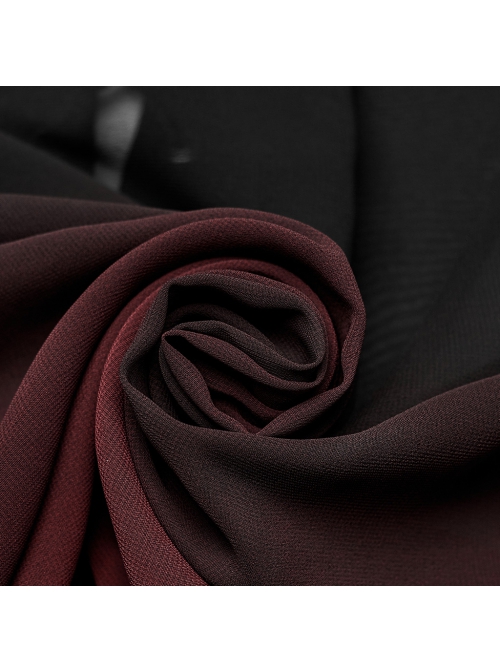 Sexy Black And Red Gradient See Through Front And Center Velvet Webbing String Gothic Style Loose Lantern Sleeve Shirt