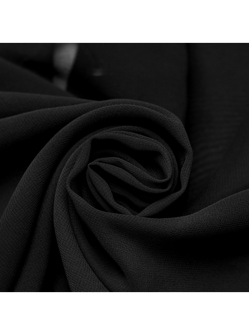 Sexy Black Gradient See Through Front And Center Velvet Webbing String Gothic Style Loose Lantern Sleeve Shirt