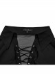 Sexy Black Gradient See Through Front And Center Velvet Webbing String Gothic Style Loose Lantern Sleeve Shirt