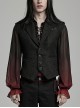 Black Asymmetrical Non Stretch Jacquard Woven With Bat Wing Clip On Gothic Style Men's Vest