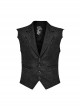 Black Asymmetrical Non Stretch Jacquard Woven With Bat Wing Clip On Gothic Style Men's Vest