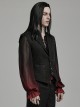Black Asymmetrical Non Stretch Jacquard Woven With Bat Wing Clip On Gothic Style Men's Vest