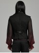 Black Asymmetrical Non Stretch Jacquard Woven With Bat Wing Clip On Gothic Style Men's Vest