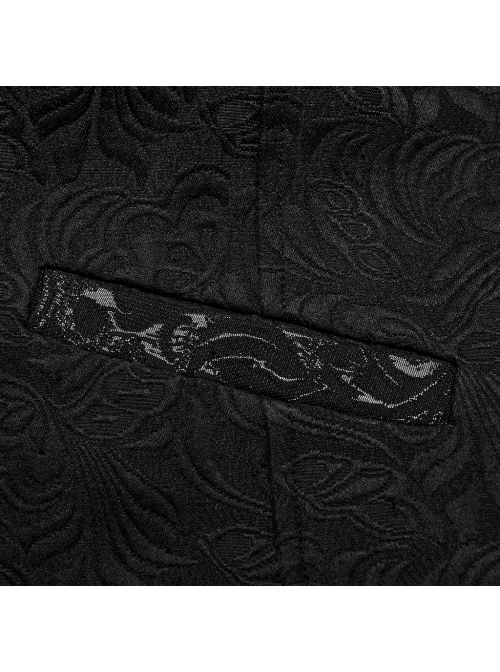Black Asymmetrical Non Stretch Jacquard Woven With Bat Wing Clip On Gothic Style Men's Vest