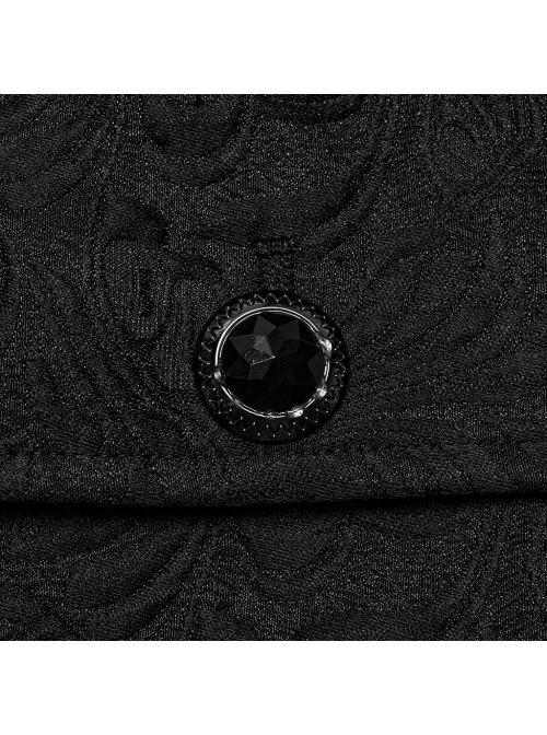 Black Asymmetrical Non Stretch Jacquard Woven With Bat Wing Clip On Gothic Style Men's Vest