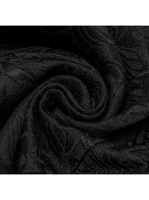 Black Asymmetrical Non Stretch Jacquard Woven With Bat Wing Clip On Gothic Style Men's Vest