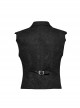 Black Asymmetrical Non Stretch Jacquard Woven With Bat Wing Clip On Gothic Style Men's Vest