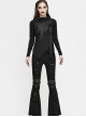 Knee Nailed Tied Rope Broken Holes Rough Selvedge Black Punk Bell-Bottomed Pants