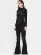 Knee Nailed Tied Rope Broken Holes Rough Selvedge Black Punk Bell-Bottomed Pants
