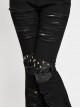 Knee Nailed Tied Rope Broken Holes Rough Selvedge Black Punk Bell-Bottomed Pants