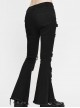 Knee Nailed Tied Rope Broken Holes Rough Selvedge Black Punk Bell-Bottomed Pants