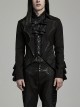 Gorgeous Ruffled Black Non Stretch Twill Woven With Jacquard Chiffon Fake Two Piece Gothic Bat Collar Swallowtail Coat