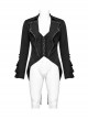Gorgeous Ruffled Black Non Stretch Twill Woven With Jacquard Chiffon Fake Two Piece Gothic Bat Collar Swallowtail Coat