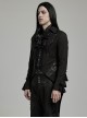 Gorgeous Ruffled Black Non Stretch Twill Woven With Jacquard Chiffon Fake Two Piece Gothic Bat Collar Swallowtail Coat