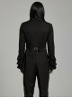 Gorgeous Ruffled Black Non Stretch Twill Woven With Jacquard Chiffon Fake Two Piece Gothic Bat Collar Swallowtail Coat