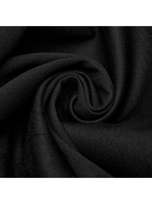 Gorgeous Ruffled Black Non Stretch Twill Woven With Jacquard Chiffon Fake Two Piece Gothic Bat Collar Swallowtail Coat