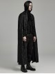 Black Tattered Knitted Patchwork Lace Center Front Ruffle With Bat Collar And Side Velvet Webbing Gothic Double Breasted Men's Cape