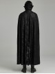 Black Tattered Knitted Patchwork Lace Center Front Ruffle With Bat Collar And Side Velvet Webbing Gothic Double Breasted Men's Cape