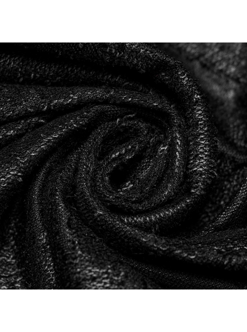 Black Tattered Knitted Patchwork Lace Center Front Ruffle With Bat Collar And Side Velvet Webbing Gothic Double Breasted Men's Cape