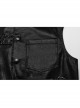 Black Non Stretch Glossy Twill Woven Front Asymmetrical Straps Punk Style Mid Length Sleeveless Vest