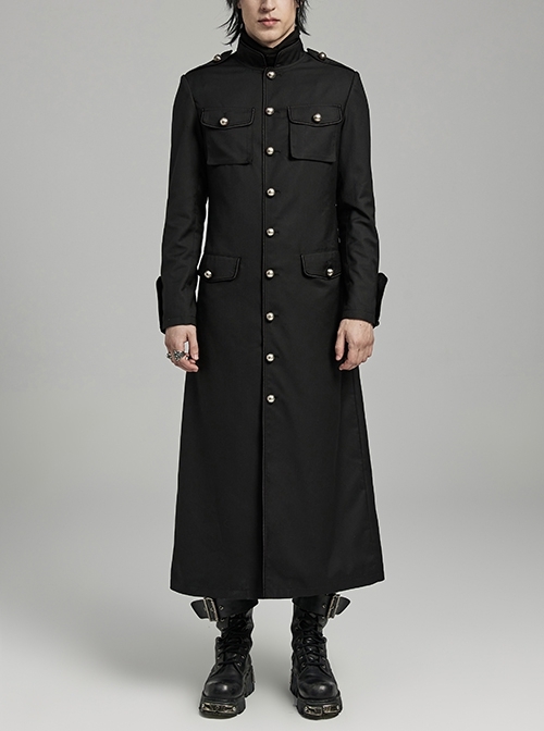 Handsome Black Non Elastic Woven Woven With Red Webbing Embellished With Punk Style Fitted Stand Collar Long Sleeved Jacket