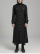 Handsome Black Non Elastic Woven Woven With Red Webbing Embellished With Punk Style Fitted Stand Collar Long Sleeved Jacket