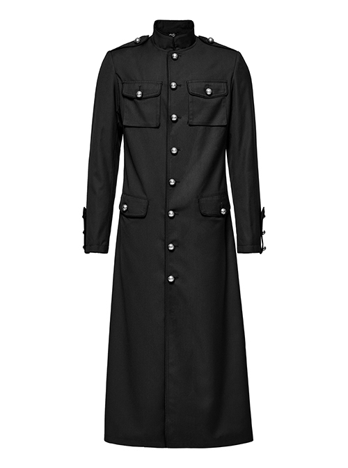 Handsome Black Non Elastic Woven Woven With Red Webbing Embellished With Punk Style Fitted Stand Collar Long Sleeved Jacket