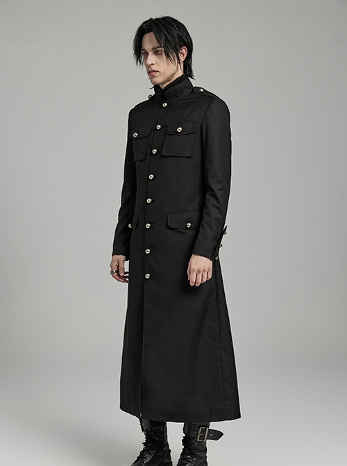Handsome Black Non Elastic Woven Woven With Red Webbing Embellished With Punk Style Fitted Stand Collar Long Sleeved Jacket
