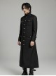 Handsome Black Non Elastic Woven Woven With Red Webbing Embellished With Punk Style Fitted Stand Collar Long Sleeved Jacket