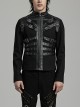 Personalized Black Non Elastic Twill Woven Splicing Taped Center Front Eyelet Strap With Japanese Button Punk Style Long Sleeved Zippered Jacket