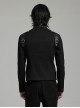 Personalized Black Non Elastic Twill Woven Splicing Taped Center Front Eyelet Strap With Japanese Button Punk Style Long Sleeved Zippered Jacket
