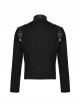 Personalized Black Non Elastic Twill Woven Splicing Taped Center Front Eyelet Strap With Japanese Button Punk Style Long Sleeved Zippered Jacket