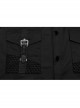 Black Twill Simple Front Strap Decoration With Diamond Mesh Short-Sleeved Punk Style Fitted Lapel Shirt