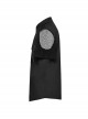 Black Twill Simple Front Strap Decoration With Diamond Mesh Short-Sleeved Punk Style Fitted Lapel Shirt