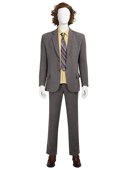 Joker 2 Folie à Deux Arthur Fleck Gray Suit Halloween Cosplay Accessories Brown Shoes