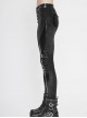 Irregular Dark-Grain Spliced Bright Patent Leather Bucket Studs Black Punk Leggings Pants