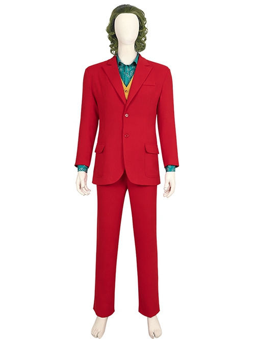 Joker 2 Folie à Deux Arthur Fleck Red Suit Halloween Cosplay Accessories Green Wig