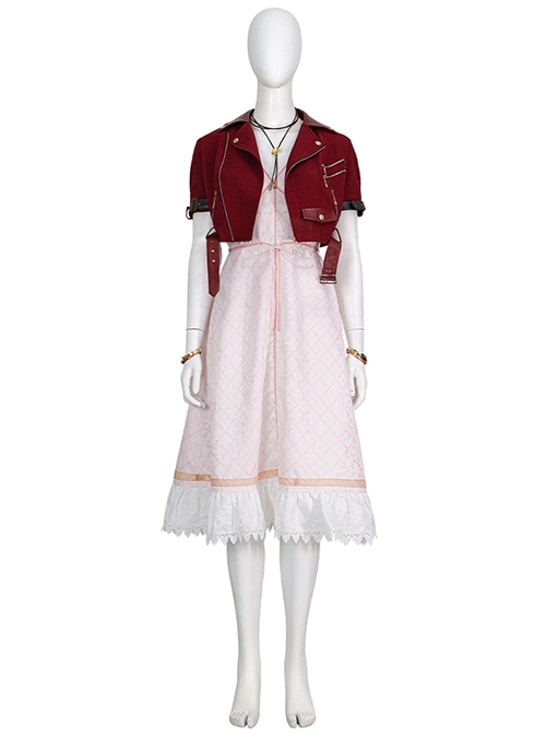 Final Fantasy VII Remake Aerith Gainsborough Updated Version Halloween Cosplay Costume Set Without Shoes