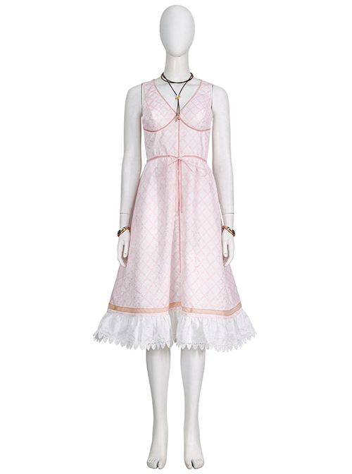 Final Fantasy VII Remake Aerith Gainsborough Updated Version Halloween Cosplay Costume Set Without Shoes
