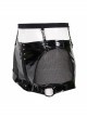 Patent Leather Splicing Elastic Mesh Rivet Chain Black Super Short Punk Pants